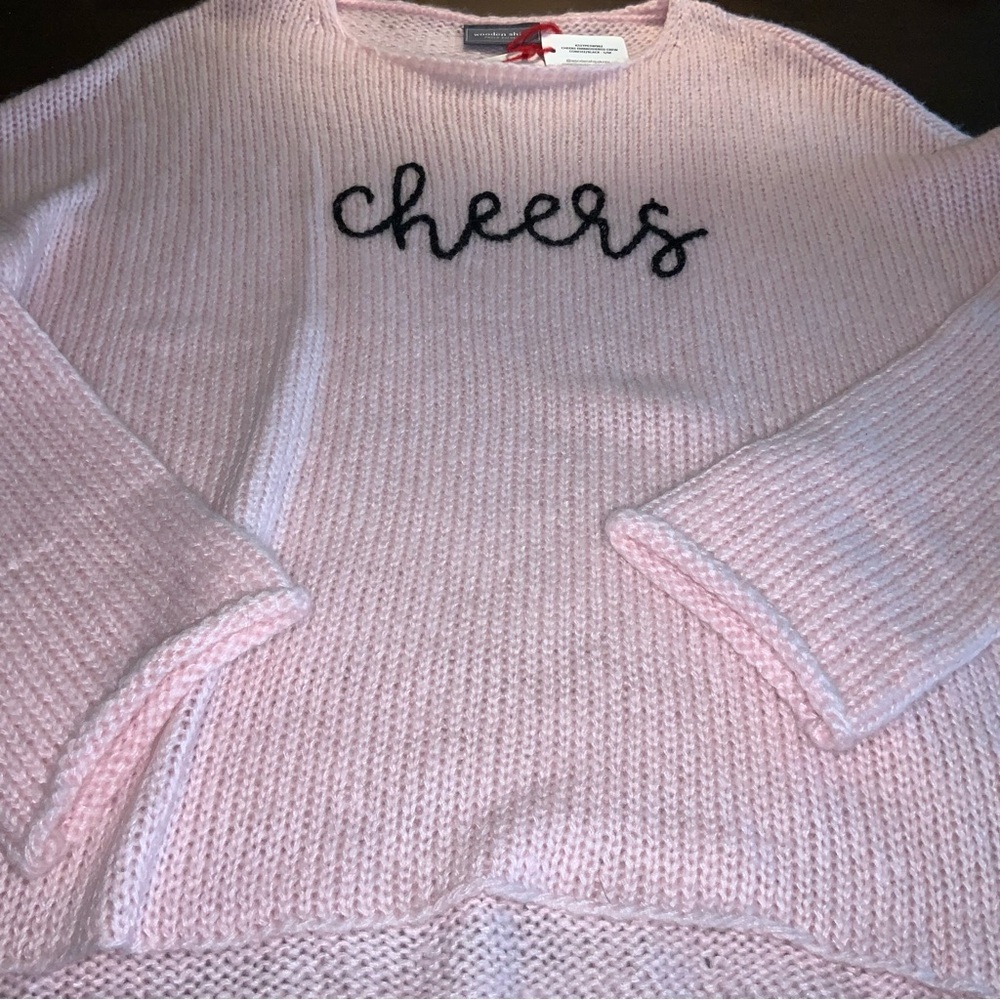 Wooden Ships Pink 'Cheers' Crew Neck Sweater S/M